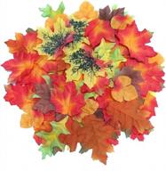 luxbon 100pcs artificial autumn fall maple leaves multi colors great autumn table scatters for fall weddings & autumn parties(8 styles mixed) logo