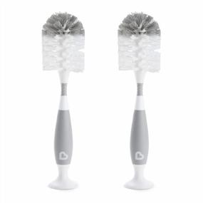 img 1 attached to Efficient Cleaning With Munchkin Grey Bristle Bottle Brush - 2 Pack