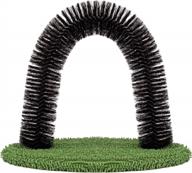 green self-grooming and massaging cat arch toy with pet scratcher pads and hair cleaner by hollypet logo
