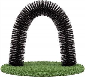 img 4 attached to Green Self-Grooming And Massaging Cat Arch Toy With Pet Scratcher Pads And Hair Cleaner By Hollypet