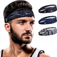 vinsguir athletic mens headband 3 pack: stay dry and secure during any workout! logo