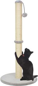 img 4 attached to Kazura 34-Inch Tall Cat Scratching Post, Sisal Rope and Plush Covered Base, Scratcher for Kittens