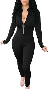 img 4 attached to TOB Sleeves Bodycon Jumpsuits Playsuits Women's Clothing ~ Jumpsuits, Rompers & Overalls