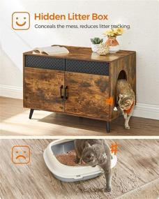 img 1 attached to 🐱 FEANDREA Rustic Brown Litter Box Enclosure: Hidden Cat Furniture with Removable Divider & High Legs - Perfect Indoor Cat House and Side End Table (31.5 x 19.7 x 21.7 Inches, UPCL006X01)