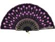 handmade colorful embroidered flower peacock pattern sequin folding fans for women by amajiji - elegant pink fabric design logo