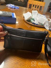 img 7 attached to Женские кожаные кошельки с ремешком на запястье, маленькие сумки-конверты через плечо
