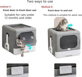 img 2 attached to 🐱 Extra-Large Collapsible Cat Litter Box, Top Entry Litter Box with Scoop and Filter, Odor-Proof & Splash-Proof, Drawer-Style Kitty Litter Box, Effortless Assembly and Cleaning