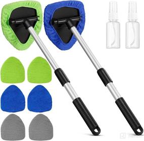 img 4 attached to 🚗 2 Packs Windshield Cleaner with Detachable Handle, 6 Reusable Microfiber Pads, 2 Spray Bottles - Perfect Car Window Cleaning Tool for Interior & Exterior - Car Cleanser Brush Kit