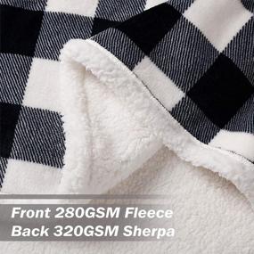 img 2 attached to 🔳 BOBOR Buffalo Plaid Throw Blanket for Couch Bed, Black White Checker Plaid Pattern Christmas Decorative Throw Blanket, Soft Comfortable Lightweight Fuzzy Blanket (Black White Sherpa, 50"x60")