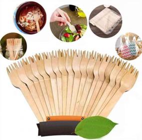 img 3 attached to Pack Of 100 All-Natural, Biodegradable Wooden Forks - Eco-Friendly Party Disposable Cutlery At 160 Mm Length