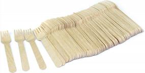 img 4 attached to Pack Of 100 All-Natural, Biodegradable Wooden Forks - Eco-Friendly Party Disposable Cutlery At 160 Mm Length