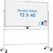 rolling whiteboard double sided, 72 x 40 large mobile dry erase board, 360° reversible standing magnetic whiteboard on wheels with markers for school, classroom, office conference and presentation logo