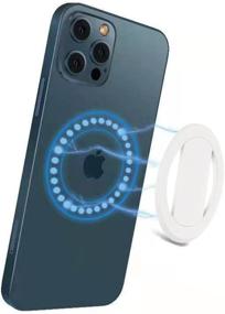 img 1 attached to 📱 Slim Magnetic Phone Holder with Folding Stand, Detachable Grip, Elastic Silicone Finger Band, and Ring for Optimal Compatibility with All Smartphones