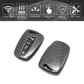 img 2 attached to TANGSEN Smart Key Fob Cover: Hyundai Azera EQUUS Genesis Santa FE Sport 4 Button Keyless Entry Remote - Black Carbon Fiber Pattern ABS Silicone Rubber Luminous Black