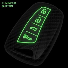 img 3 attached to TANGSEN Smart Key Fob Cover: Hyundai Azera EQUUS Genesis Santa FE Sport 4 Button Keyless Entry Remote - Black Carbon Fiber Pattern ABS Silicone Rubber Luminous Black