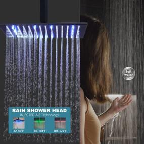 img 3 attached to Luxury Black Thermostatic Shower System With Body Jets, 12" Ceiling Rainfall Shower Faucet Fixtures Set With Mixer Valve And Handheld Brass Shower Combo Kit For Modern Bathroom