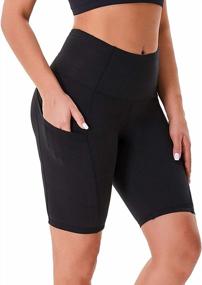 img 4 attached to Women'S High Waist Biker Shorts With Deep Pockets - Tummy Control And Moisture-Wicking For Yoga, Running And Athleisure Wear