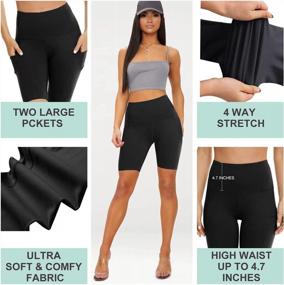 img 2 attached to Women'S High Waist Biker Shorts With Deep Pockets - Tummy Control And Moisture-Wicking For Yoga, Running And Athleisure Wear