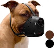 black leather basket dog muzzle for training german shepherd, staffordshire 🐾 terrier, pitbull & medium to large breeds - anti-barking, biting, chewing by collardirect логотип
