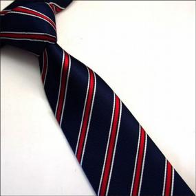 img 2 attached to Men'S Striped Silk Tie Classic Blue Red Jacquard Woven Formal Necktie