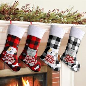 img 3 attached to Set Of 4 Buffalo Plaid Christmas Stockings For Festive Xmas Décor By Shareconn