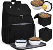 airline approved dog travel backpack with 2 silicone collapsible bowls and 2 food baskets - baglher, black logo