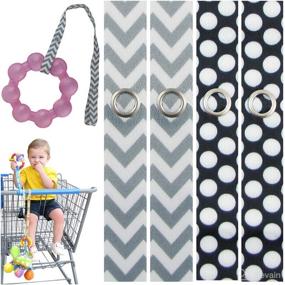 img 4 attached to 👶 Secure Your Baby's Toys with PBnJ Toy Saver Strap Holder Leash - Gray Chevron/White Dots (Set of 4)