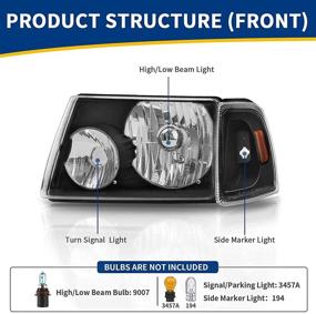 img 3 attached to 🚗 AUTOSAVER88 Black Housing Clear Lens Headlight Assembly with OE Projector Headlamp and Corner Light for 2001-2011 Ford Ranger