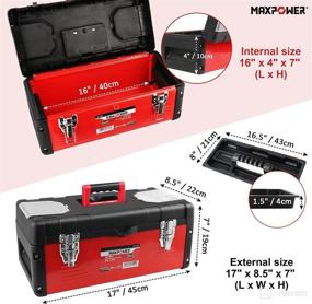 img 3 attached to MAXPOWER 17-inch Toolbox: Versatile Mix of Plastic Lid and Metal, Removable Tray and Handle for Efficient Storage