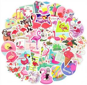 img 4 attached to 50Pcs Flamingo Laptop Stickers For Girls And Boys - Waterproof Flamingo Vinyl Stickers For Water Bottle And More, Ideal Flamingo Stickers For Teens And Children
