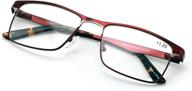 👓 stylish men's premium rectangle stainless steel reading glasses - large metal reader for optimal vision logo