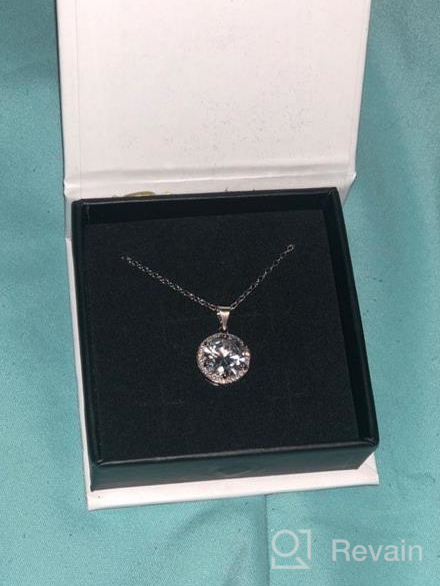 img 1 attached to 🤩 Stunning Cate & Chloe Sophia Silver Halo Pendant Necklace - 18k White Gold Plated Circle Design with Solitaire Cubic Zirconia Diamond Cluster - Perfect for Weddings and Anniversaries! review by Tracy Wilcox