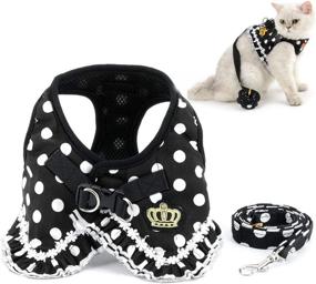 img 4 attached to 🐾 Zunea Polka Dots Cat Harness and Leash Set: Stylish Girl Kitten Crown Design, Escape Proof and No Pull, Ideal Vest for Walking - Step in Soft Mesh Padded Puppy Harness for Small Dog