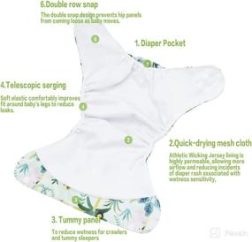 img 1 attached to 👶 Mumsbest Cloth Diaper for Baby Girls and Boys | Tummy Panel, 6 Pack Reusable Adjustable Washable Diaper with AWJ Lining Pocket, 6 Inserts & 1 Diaper Wet Bag