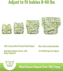 img 2 attached to 👶 Mumsbest Cloth Diaper for Baby Girls and Boys | Tummy Panel, 6 Pack Reusable Adjustable Washable Diaper with AWJ Lining Pocket, 6 Inserts & 1 Diaper Wet Bag