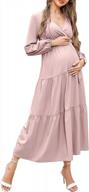 pleated perfection: coolmee maternity maxi dress for baby showers and everyday wear logo
