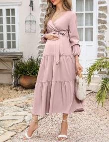 img 1 attached to Pleated Perfection: Coolmee Maternity Maxi Dress For Baby Showers And Everyday Wear