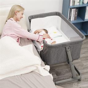 img 4 attached to 👶 Pamo Babe Bassinet Bedside Sleeper - Comfortable Mattress, Portable Baby Crib Co-Sleeper for Newborn Infant - Bedside Bassinet