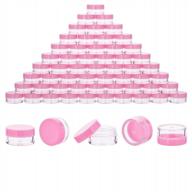 set of 60 pink 3 gram bpa-free plastic cosmetic jars with lids for creams, lotions, toners, lip balms and makeup sampling logo
