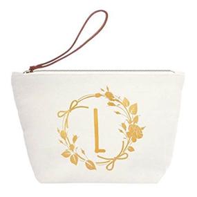 img 4 attached to Chic Monogram Personalized Cosmetic Wristlet by ElegantPark: Ideal for Style-savvy Organizers