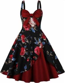 img 4 attached to Retro Floral Swing Dress For Women - Perfect For Tea Parties, Summer Cocktails, And Bodycon Events – Featuring A Stylish Bowknot Design In Rockabilly 1950S Fashion