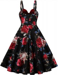 img 3 attached to Retro Floral Swing Dress For Women - Perfect For Tea Parties, Summer Cocktails, And Bodycon Events – Featuring A Stylish Bowknot Design In Rockabilly 1950S Fashion