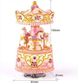 img 1 attached to Carousel Music Box Gift Wife- 3 Horse With LED Musical Box Castle In The Sky Best Christmas Valentine'S Day Birthday Gifts For Women, Girls, Girlfriends, Kids Artware Anniversary Present (Pink)