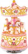 carousel music box gift wife- 3 horse with led musical box castle in the sky best christmas valentine's day birthday gifts for women, girls, girlfriends, kids artware anniversary present (pink) logo