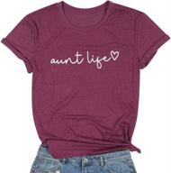 aunt life t shirt auntie shirts women cute heart aunt vibes shirt casual short sleeve aunt gift shirts tops logo