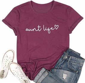 img 3 attached to Aunt Life T Shirt Auntie Shirts Women Cute Heart Aunt Vibes Shirt Casual Short Sleeve Aunt Gift Shirts Tops