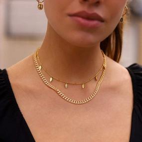 img 1 attached to 18K Gold Snake Herringbone Anchor Mariner Link Chain Chunky Cuban Link Satellite Chain Adjustable Necklace For Women