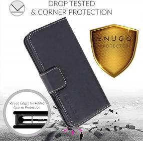 img 2 attached to Protect And Organize Your IPhone 13 With Snugg'S Folding Wallet Case – Black Leather, 3 Card Slots, Magnet Closure, And Stand Function