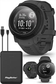 img 4 attached to Garmin Instinct 2 (Dezl Edition) Trucking GPS Smartwatch For Professional Truck Drivers - Rugged Military Watch & 24/7 Fitness Tracker - Included Portable Charger - Large 45Mm Size - PlayBetter