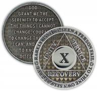 10 year anniversary token for addiction recovery - thick triplate legacy aa chip in gray logo